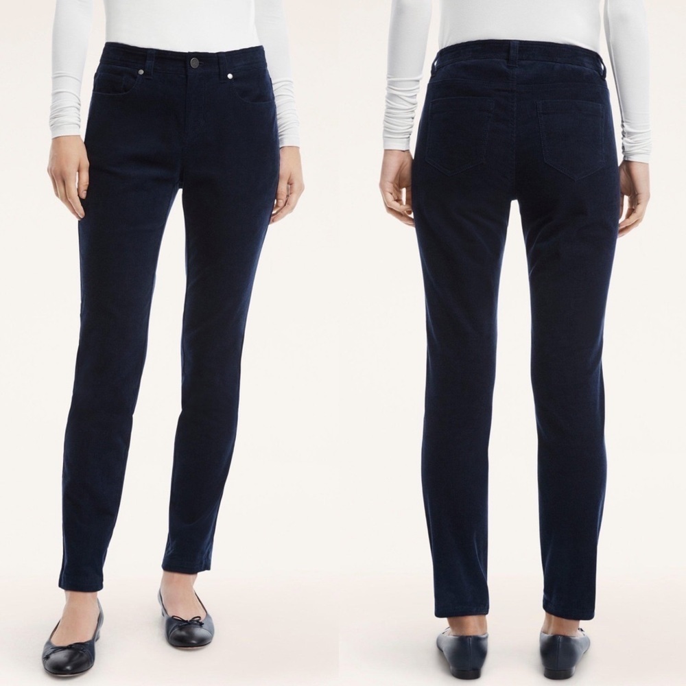 Brooks Brothers Lucia Fit Dark Blue Mid-Rise Straight Leg Corduroy Pants Size 8